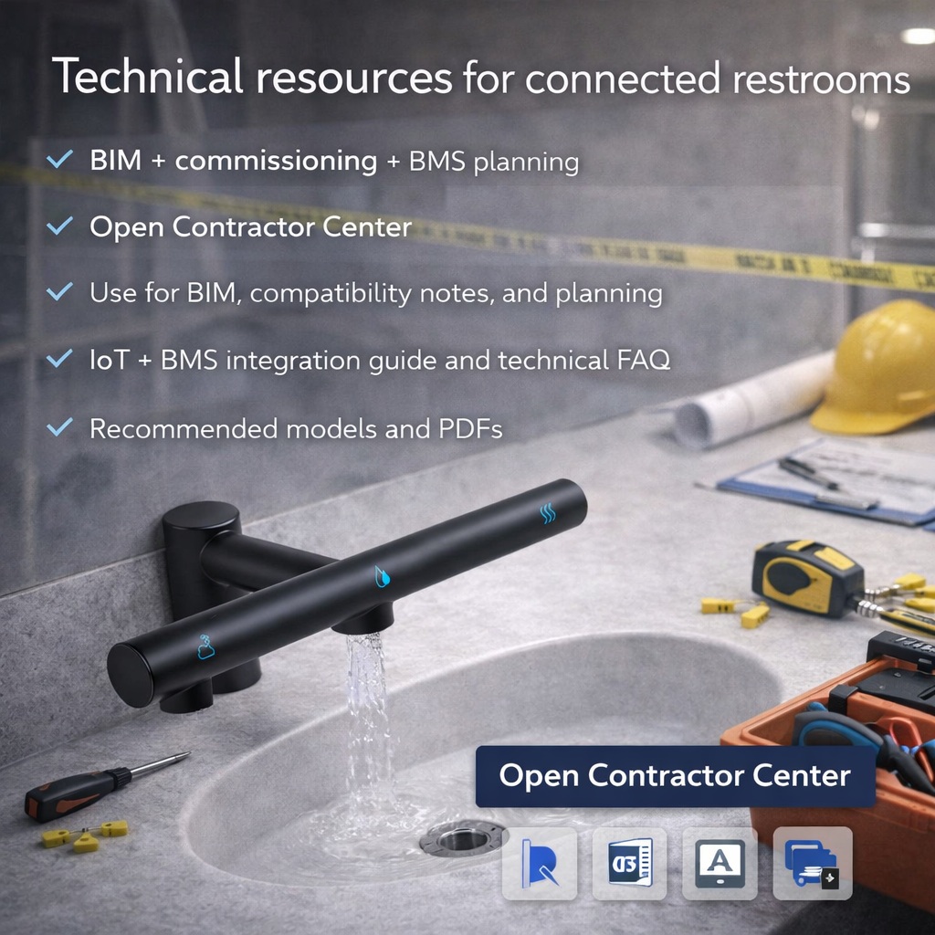 Connected restroom resources and downloads